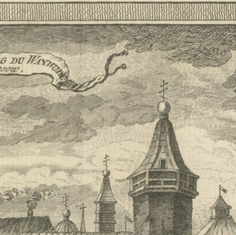 Antique Print of a Fortress and Prison in Siberia, Russia, 1768, close-up 2