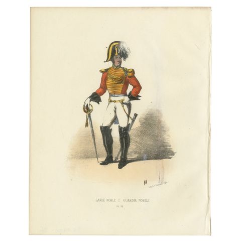 Honor and Elegance: Handcolored Print of a Noble Guard, Plate 32, 1862