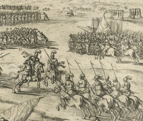 The Aftermath of Battle for Oudenaarde in the Eighty Years' War Engraved in 1632, close-up 1