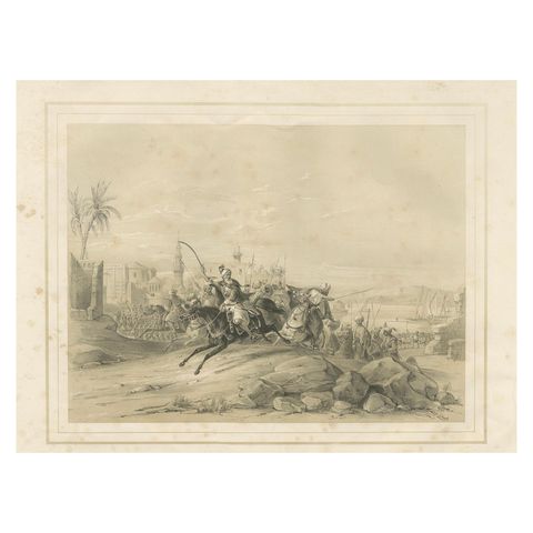 Antique Egyptian Cavalry Battle Scene from Maximilian in Bavaria, 1846