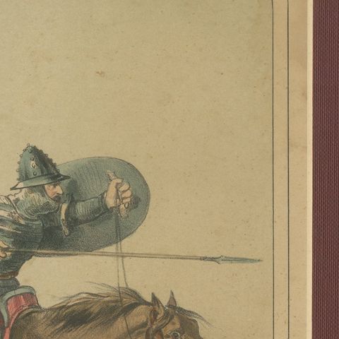 Spanish Cavalry Lithograph by José Rubio y Villegas: Medieval Cavalry, 1861, close-up 6