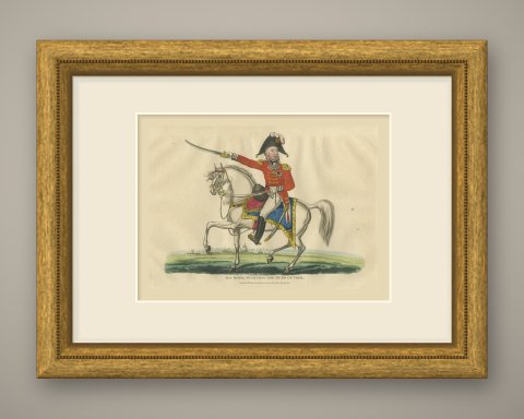 The Duke of York on a Gray Horse with a Domed City Beyond, 1815, shown framed
