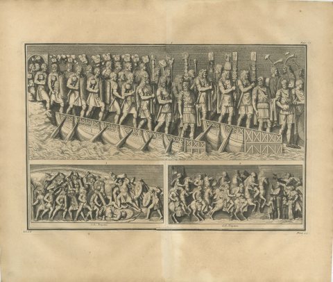 Roman Army Crossing a Bridge of Boats, Trajan's Column, Montfaucon, 1722, view 2