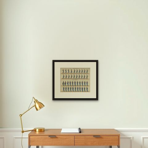 Antique Print of French Infantry Drill, Line Soldiers & National Guard, c.1800, shown framed on a wall