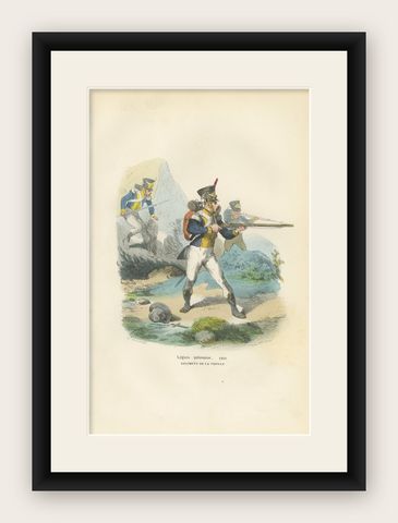 Legion Polonaise Infantry, Polish Uniform Print from the Napoleon I Era, 1843, shown framed