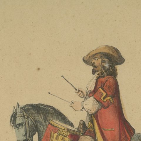 Spanish Cavalry by José Rubio Villegas: Dragoon and Kettledrummer, 1861, close-up 5