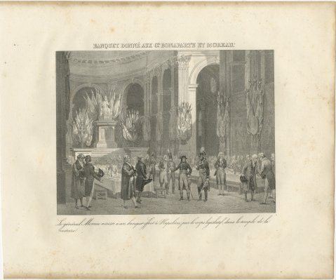 Banquet for Bonaparte and General Moreau, Antique Madou Lithograph, 1827, view 2