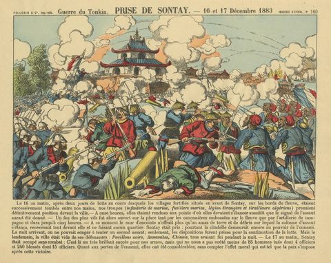 Prise de Sontay, an Épinal Print of a French Tonkin War Battle, 1883, close-up 1