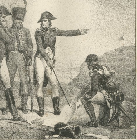 Siege of Toulon, Bonaparte's Artillery, Antique Madou Lithograph, 1827, close-up 2