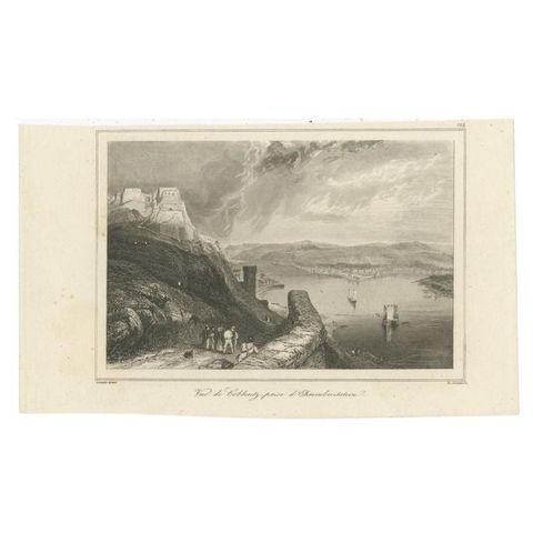 Antique Print of Ehrenbreitstein Fortress, Rhineland-Palatinates, Near Koblenz