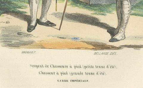 Napoleonic Imperial Guard Chasseurs à Pied Summer Uniform Print c.1843, close-up 1