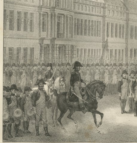 The Consuls Installed at the Tuileries, Paris, Antique Madou Lithograph, 1827, close-up 1