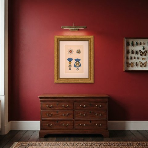 Orders of Württemberg, Crown Star and King Frederick Cross, Plate LXXXVI, 1844, shown framed in a room
