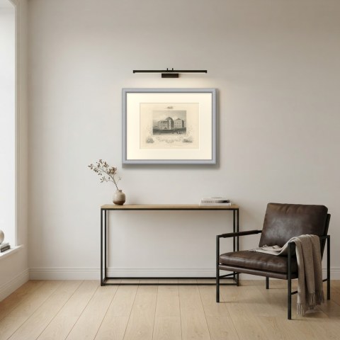 Capitol West Front, Washington, with Battle of Trenton Vignette, circa 1850, shown framed in a room