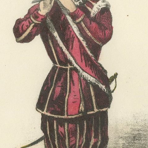 The Piper of the Swiss Guard: Handcolored Print, Plate 41, 1862, close-up 2