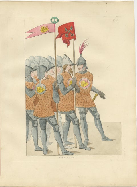 Italian Elegance and Armor in 15th Century Costume Prints, Published in 1845, view 6