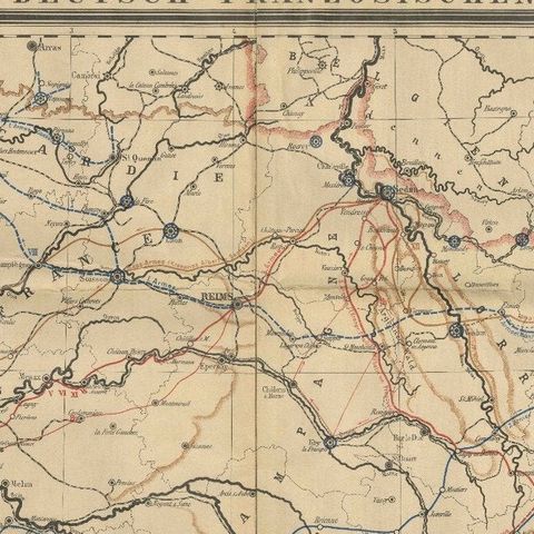 Franco-Prussian War Campaign Map of France and Germany, Original 1871, close-up 3