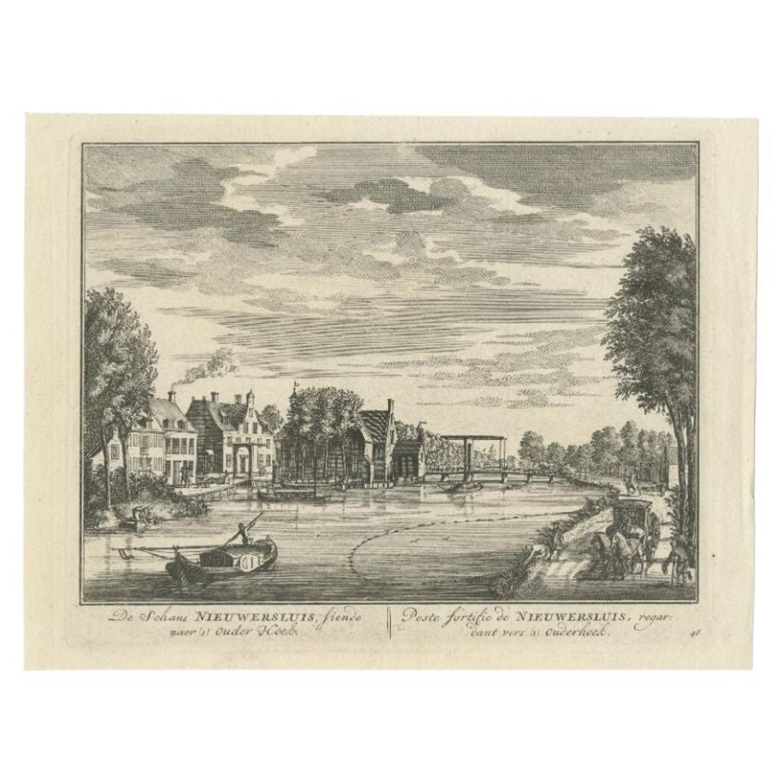 Antique Print of Fortress Nieuwersluis in the Netherlands, 1719
