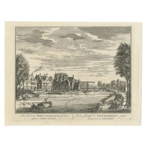Antique Print of Fortress Nieuwersluis in the Netherlands, 1719