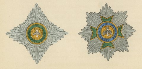 Saxe Weimar, Order of the White Falcon, Plate LXXVII, Wood Engraving, 1844, close-up 3