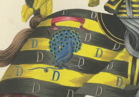 Hand-Coloured Knightly Joust Print: Vibrant Heraldic Horses and Armor, 1842, close-up 4