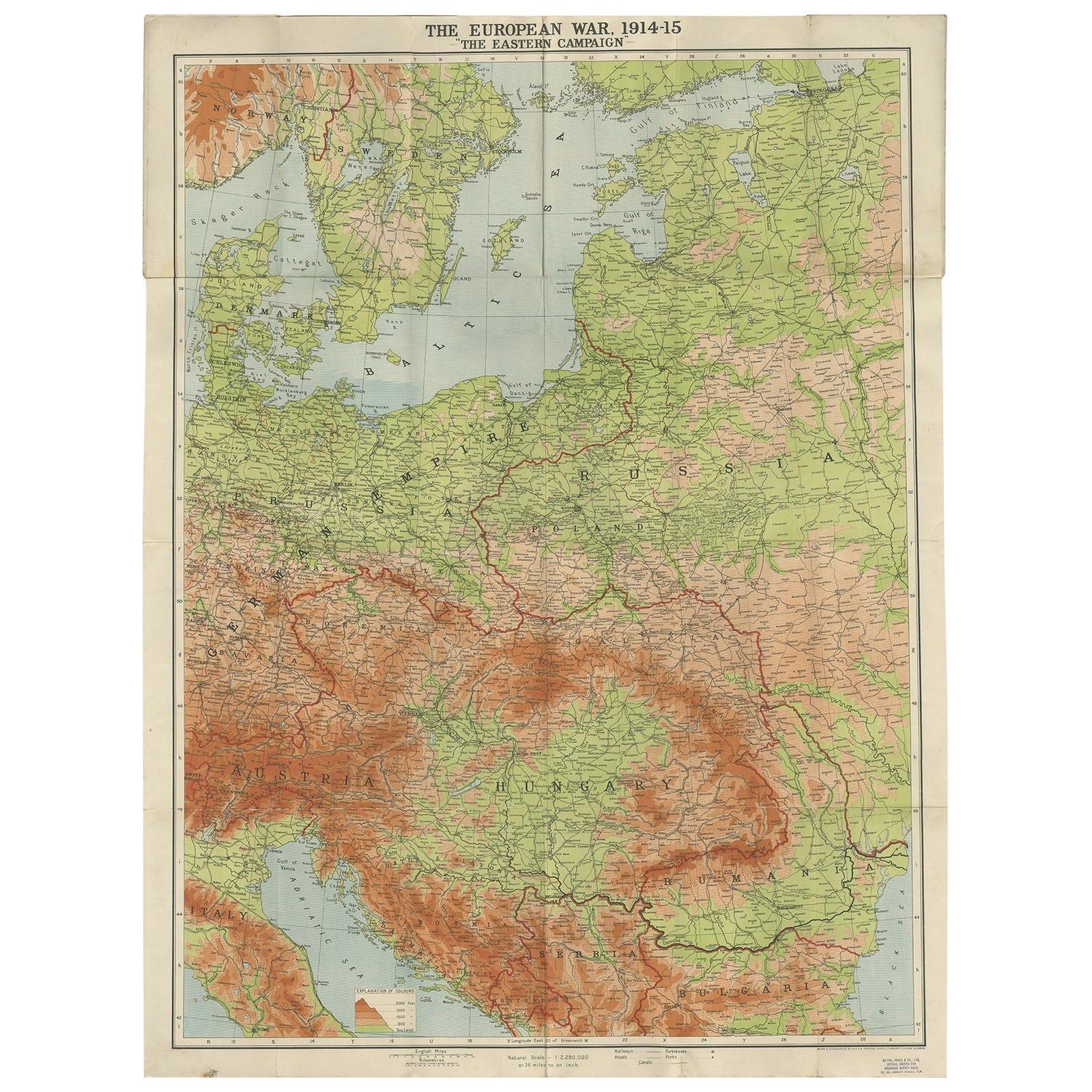 Antique European War Folding Map, ‘circa 1915’