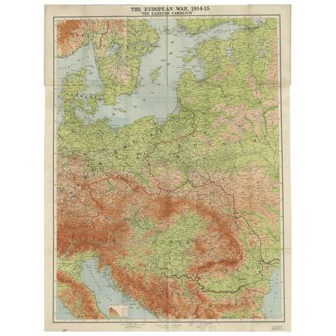 Antique European War Folding Map, ‘circa 1915’