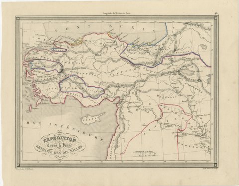 Antique Map of the March of the Ten Thousand, Xenophon Anabasis, circa 1845, view 2