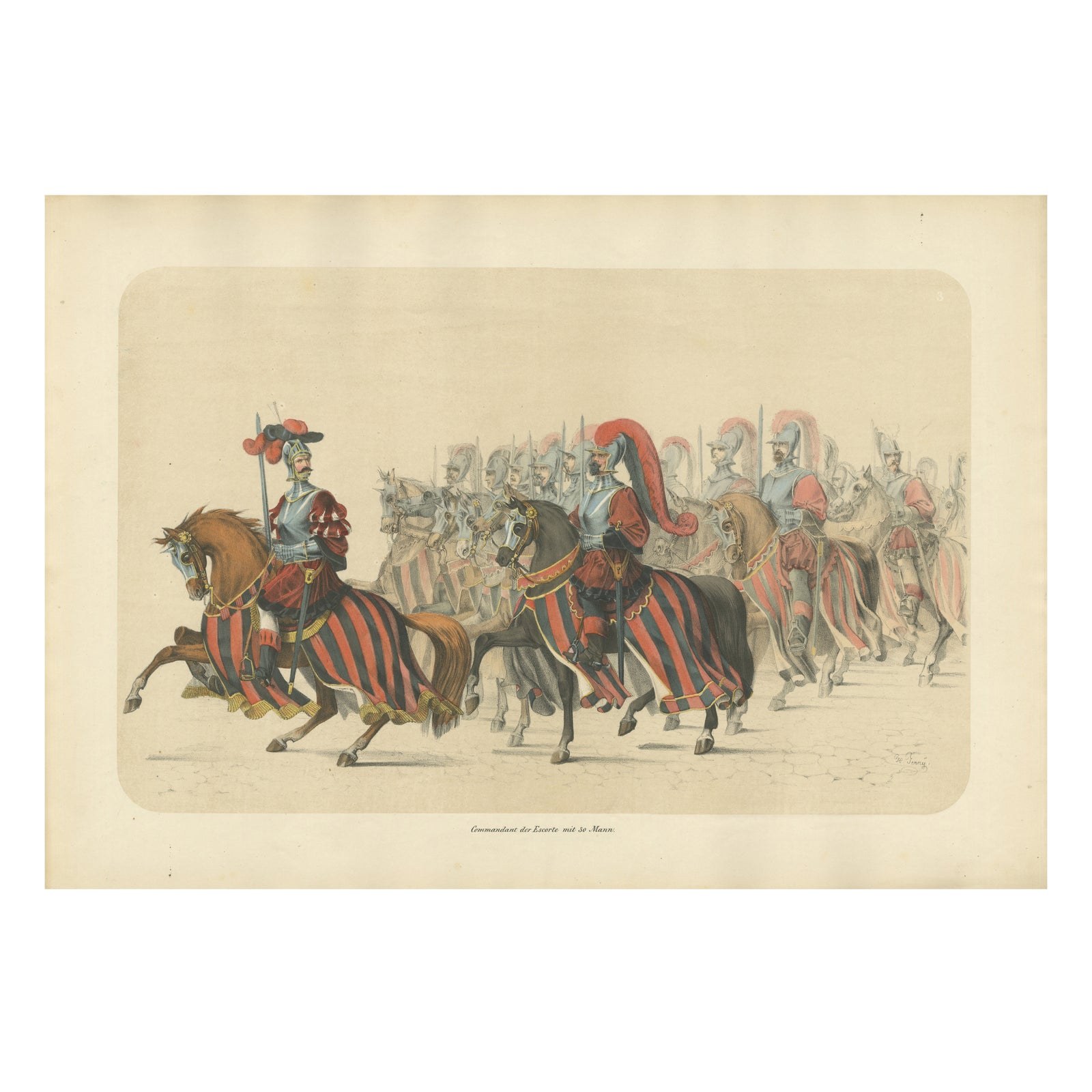 Commander with Escort, A Majestic Cavalry Procession from Bern’s 1853 Festival