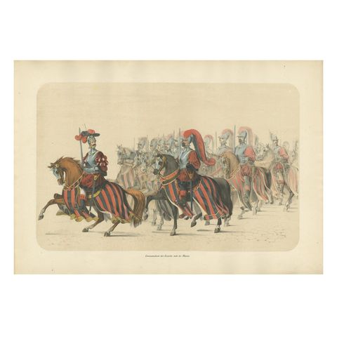 Commander with Escort, A Majestic Cavalry Procession from Bern’s 1853 Festival