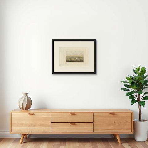Antique Print of the Battle of Paris, circa 1860, shown framed on a wall