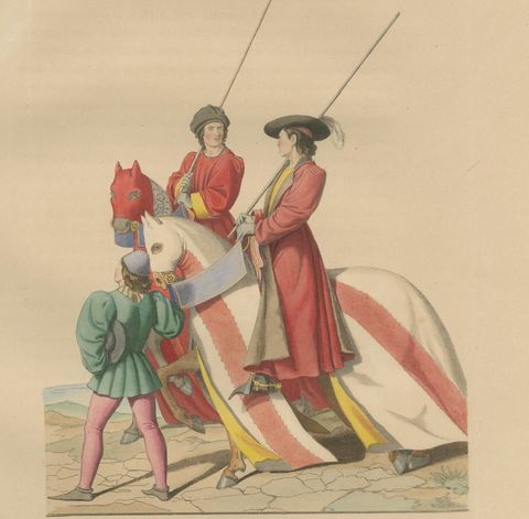 Medieval Italian Equestrian Figures & Tournament Judges, Bonnard 1860 Set, close-up 1