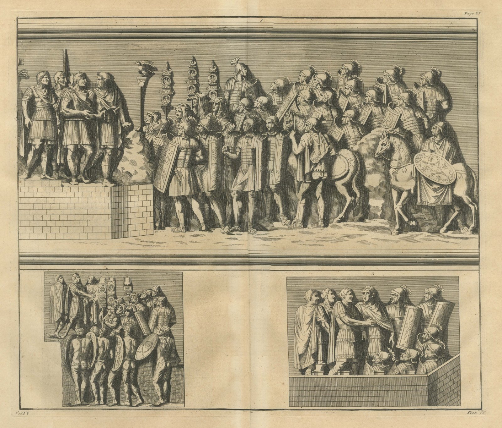 Roman Army Assembled Before Its Commanders with Standards, Montfaucon, 1722
