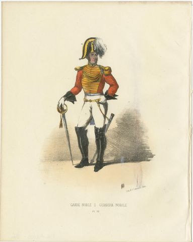 Honor and Elegance: Handcolored Print of a Noble Guard, Plate 32, 1862, view 2