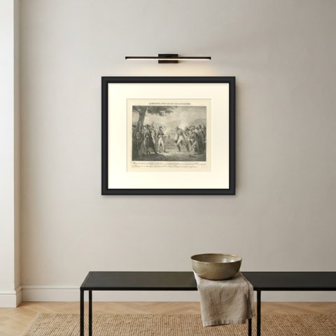 Victor Amadeus Sues for Armistice, Sardinia, Antique Madou Lithograph, 1827, shown framed on a wall
