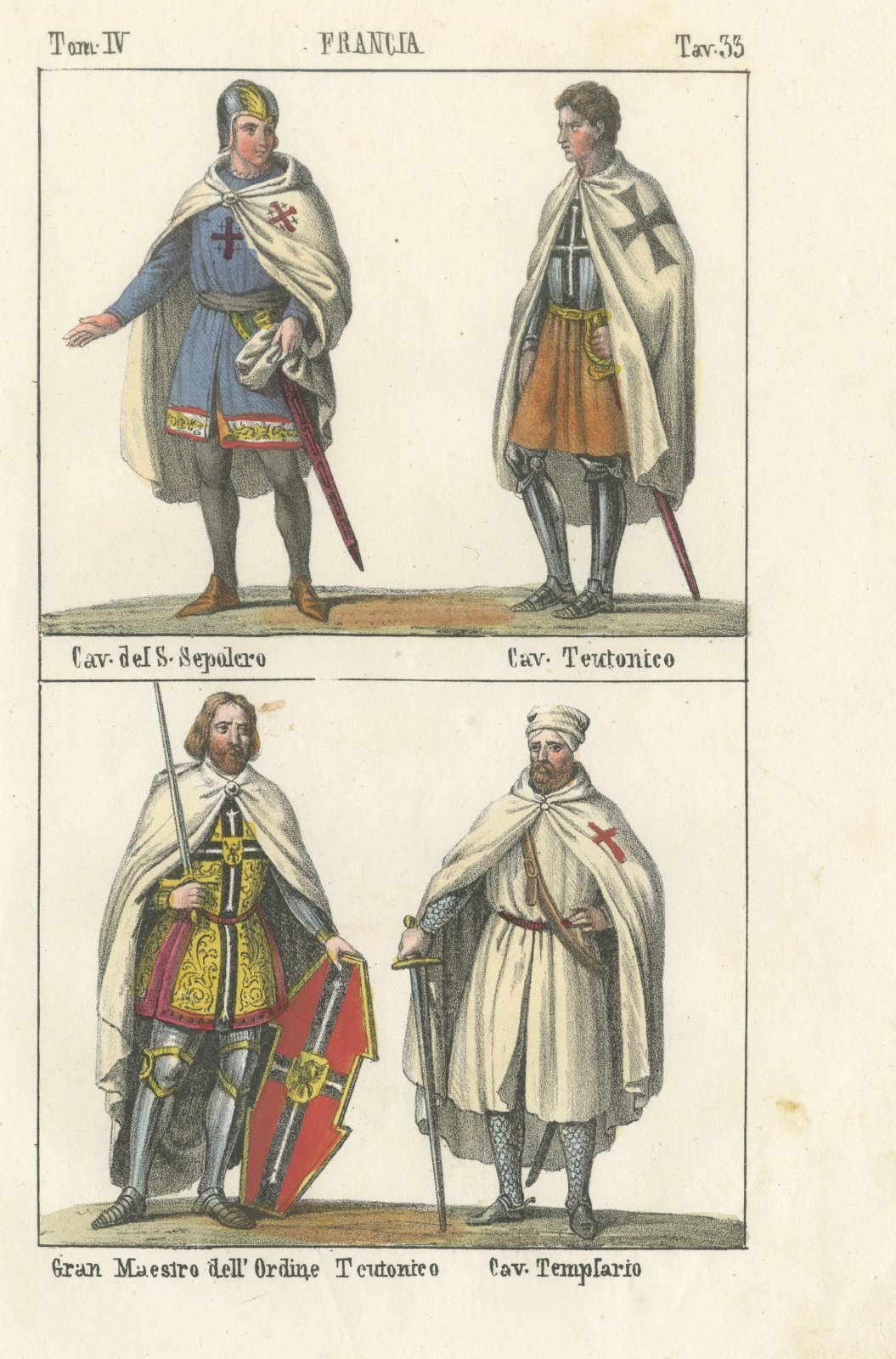 Knights of the Holy Sepulchre, Teutonic Order and Templars, Lithograph, 1842