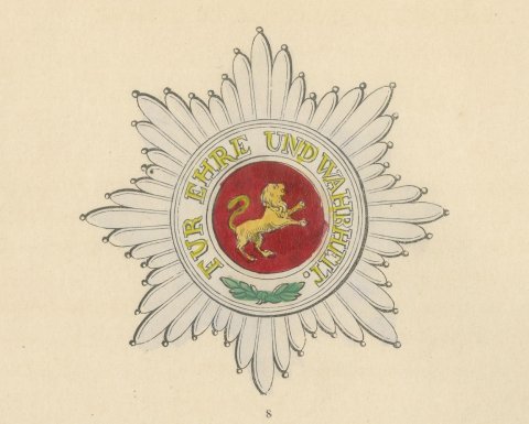 Orders of Baden, Zähringer Lion and Medals, Plate VIII, Wood Engraving, 1844, close-up 1