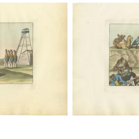 Chinese Infantry and Cavalry, Military Costumes, Ferrario, Florence, 1815, close-up 1