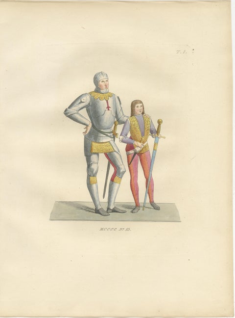 Italian Elegance and Armor in 15th Century Costume Prints, Published in 1845, view 7