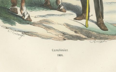 Napoleonic Carabinier 1805, Imperial Guard Heavy Cavalry Print, 1843, close-up 1