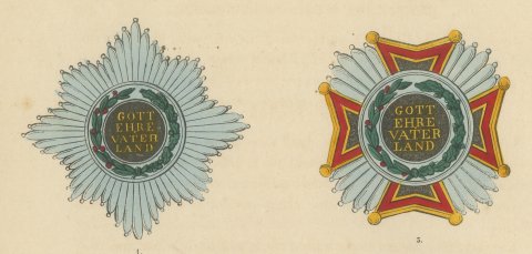 Grand Duchy of Hesse, Order of Louis Insignia, Plate XLIII, Wood Engraving, 1844, close-up 1
