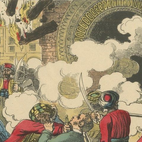 Egypt Crisis Battle Scene, Bombardment of Alexandria, Épinal, 1882, close-up 3