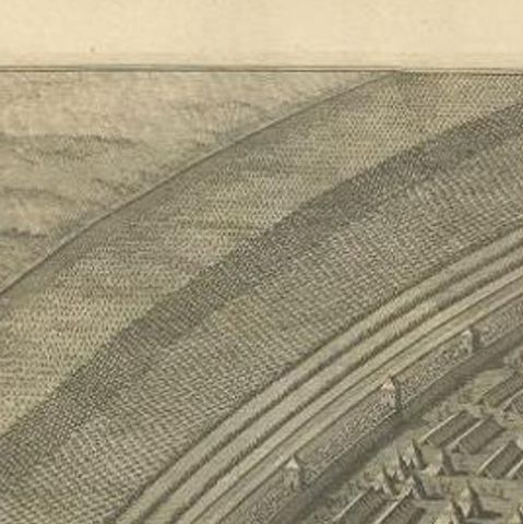 Antique Roman Battle Print of a Rampart and Ditches by Duncan, c.1753, close-up 1