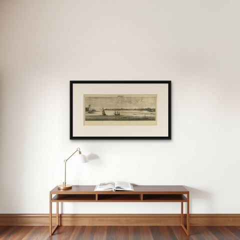 Beautiful View of Rhodes, Greece, depicting the Old Town with Fort, 1698, shown framed on a wall