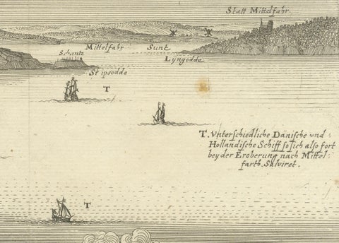 Prince Henry's Naval and Land Battle during the Seven Years' War Engraved, 1667, close-up 3