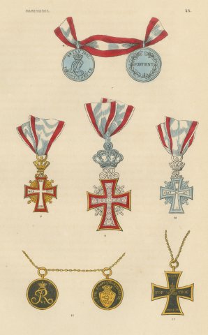Orders of Denmark, Dannebrog Crosses and Long Service Medals, Plate XX, 1844