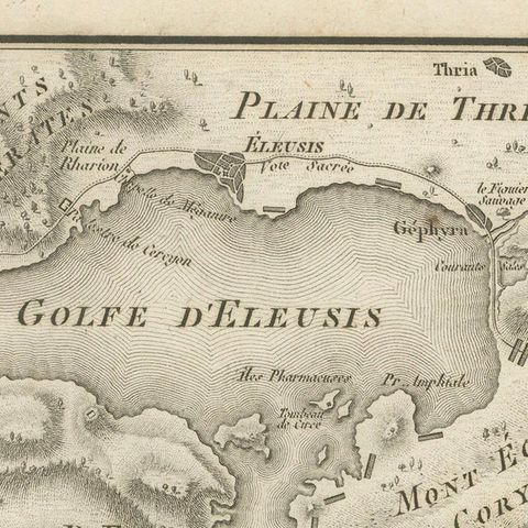 Original Antique Battle Map of Salamis, Ambroise Tardieu, 1821, close-up 3