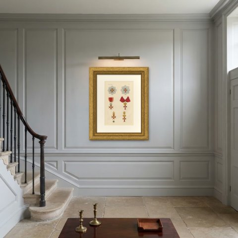 Papal States, Order of Saint Gregory the Great, Plate XXVIII, 1844, shown framed on a wall