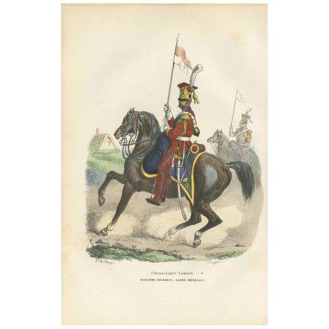 Chevau-Légers Lanciers, Imperial Guard Cavalry, Napoleon, Handcolored in 1843
