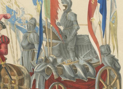 Triumphal Chariot, A Grand Display of Conquered Armor and Banners, 1855, close-up 1